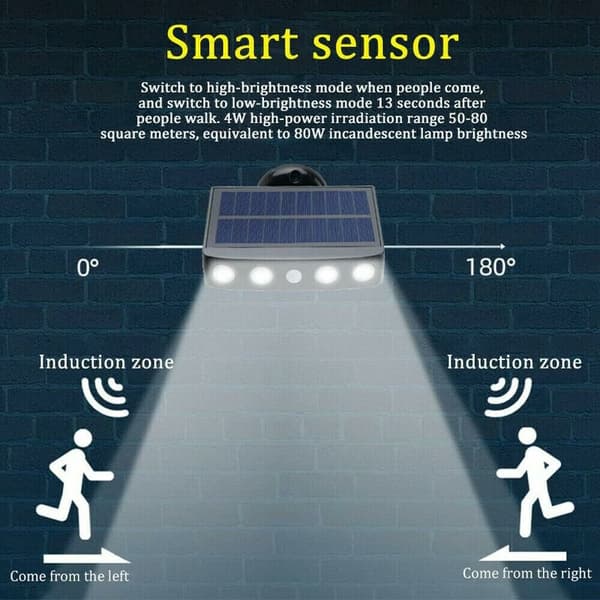 Utomhus solcellslampor med PIR-rörelsesensor, IP65 vattentät