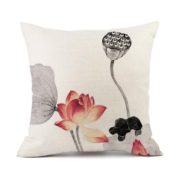 Set med 7 stk putetrekk 45 x 45 cm dekorativ lotusmønster putetrekk bil sofa hjemmedekor for moderne hjemmedekor
