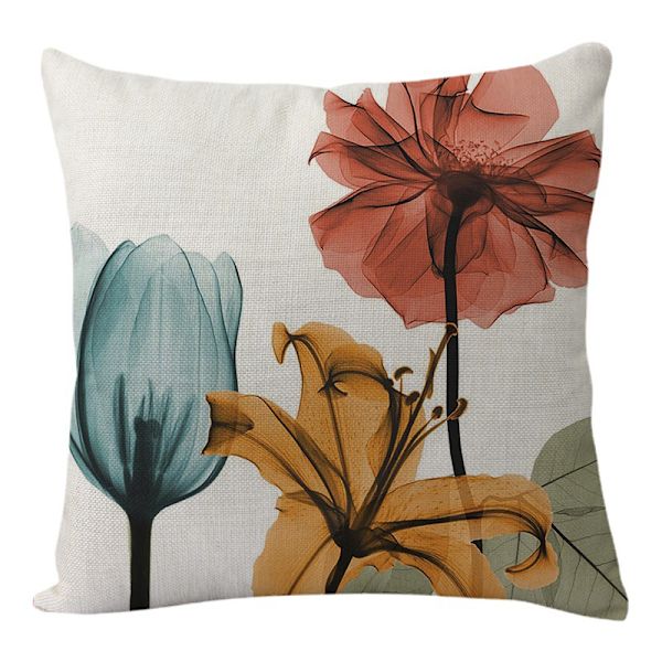Sæt med 4 pudebetræk 45 x 45 cm polyester og linned dekorative