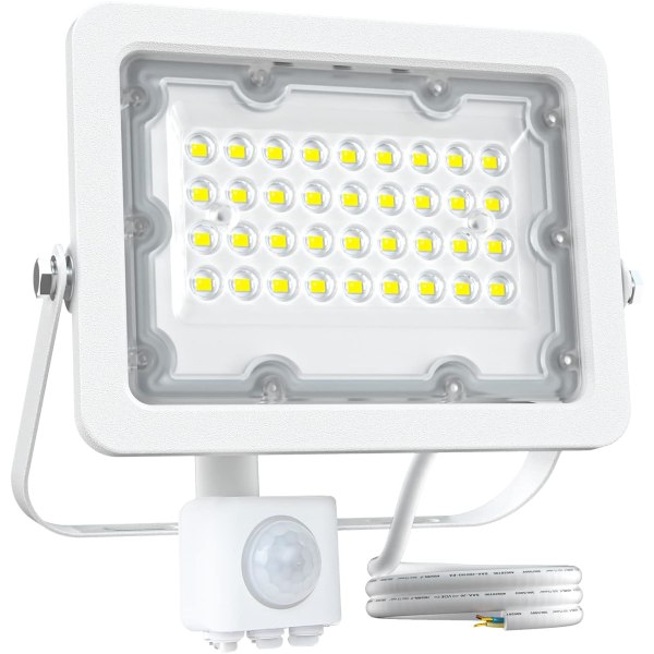 30W LED Flomlys Bevegelsessensor, Utendørs LED Spotlight 3000LM