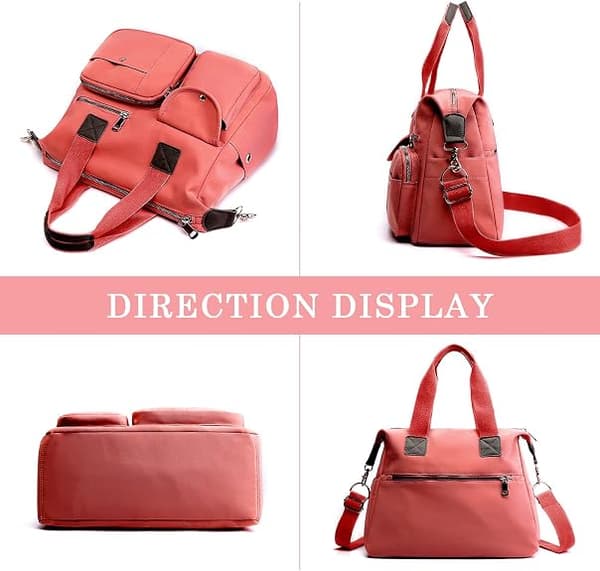 Dam Tote Bag Nylon Multi Pocket Axelväskor Laptop Arbetsväska Lärarväska och Handväskor（Orange）