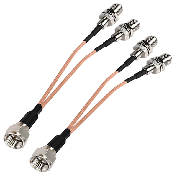 F-Type Splitter Koaksialkabel, F Han til Dobbelt Hun Adapter, 50 Ohm TV Antenne, 3 Vejs RG316 Y TV Splitter Koaksialkabel til VCR Satellit Antenne (2