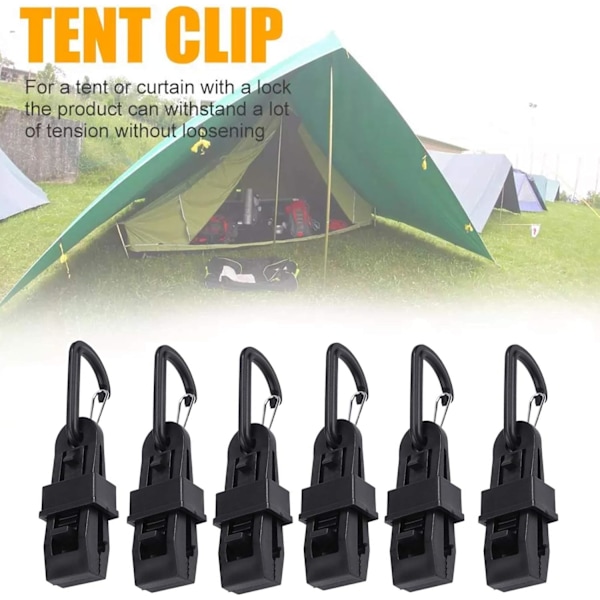 6-pack Camping Karabiner Tarp Clip Tarp Clamp Set Tarp Clip med Campingtält Clip Återanvändbara Tält Clip Tillbehör för Utomhus Campingaktiviteter