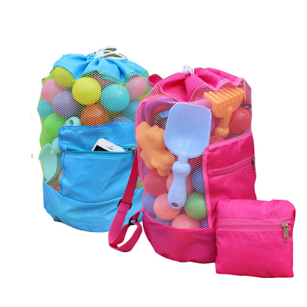 48*24cm Strandlegetøjspose, Foldbar Stor Netpose, Børns Strandrygsæk