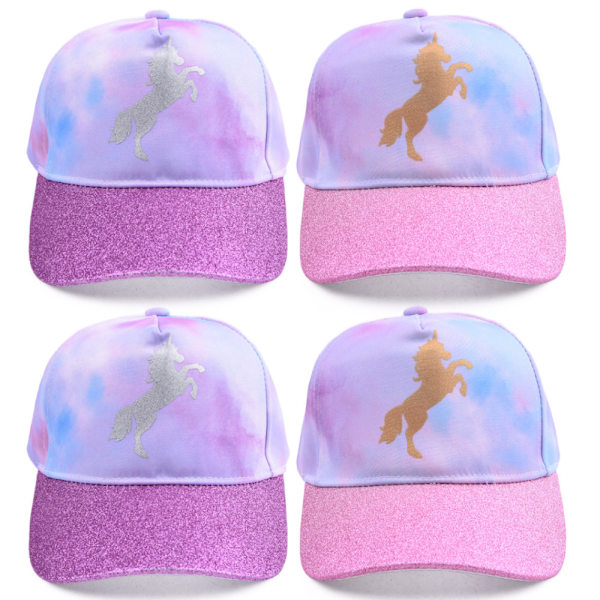 Flickebasbollhatt Tie-Dye Unicorn Hattar för Flickor Justerbar Barn