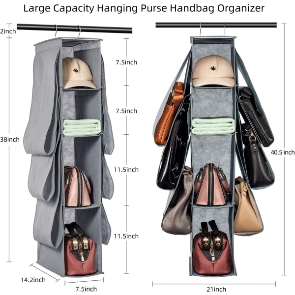 Hanging Purse Organizer,Closet Purse Organizer with 10 Compartmen