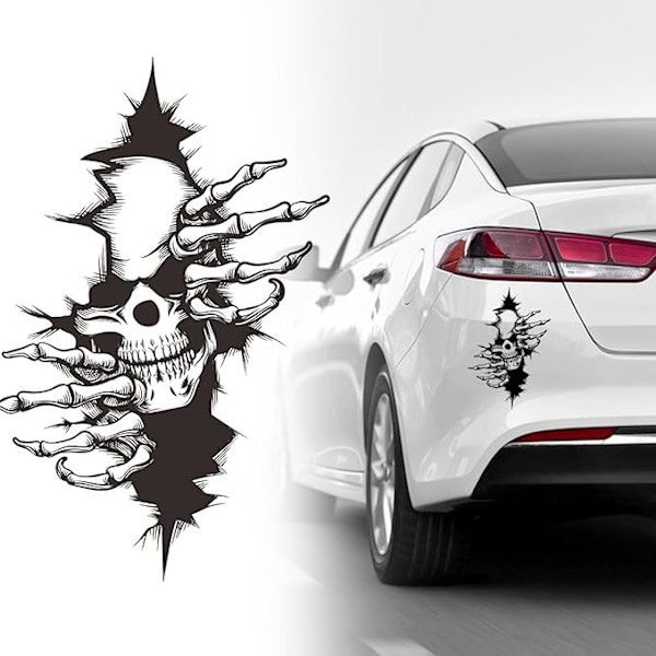 Pääkalloautotarra, 2 kpl Suuria pääkalloautotarroja 32*22cm Kauhuautotarra 3D Pääkallokauhutarrat Halloween-autokoristetarra