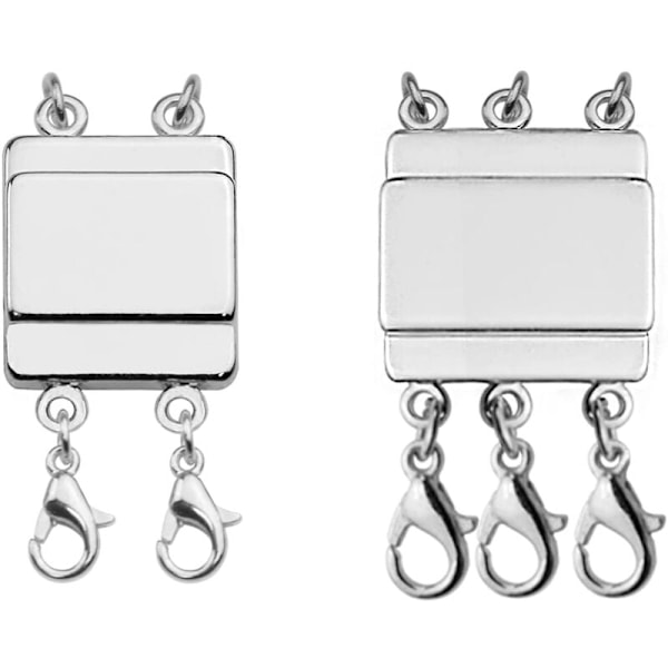 Smyckeskrin Magnetiskt armbandsspänne 2 rader 3 rader silver