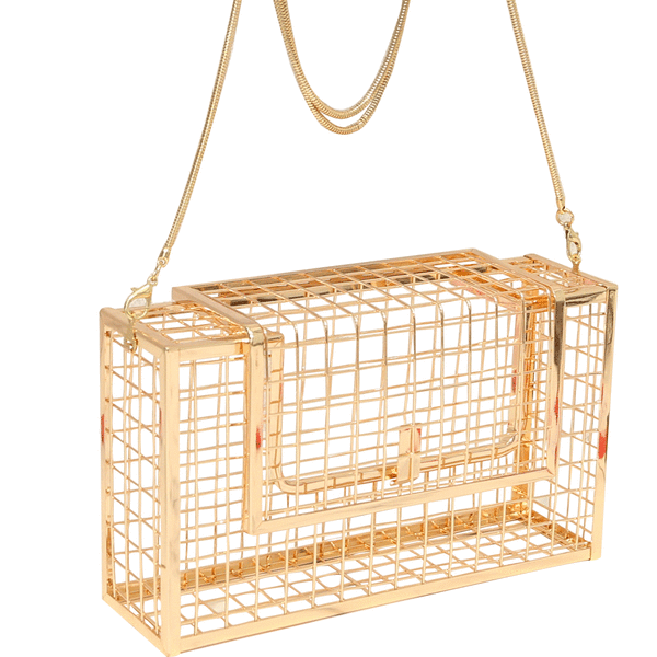 Kvinners kjede crossbody vesker jernbur metall hul ut bur aften clutch