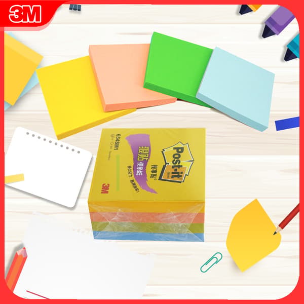 Super Sticky Post-it Notes, Karnevalsfarger, 76mm x76mm, 90 ark