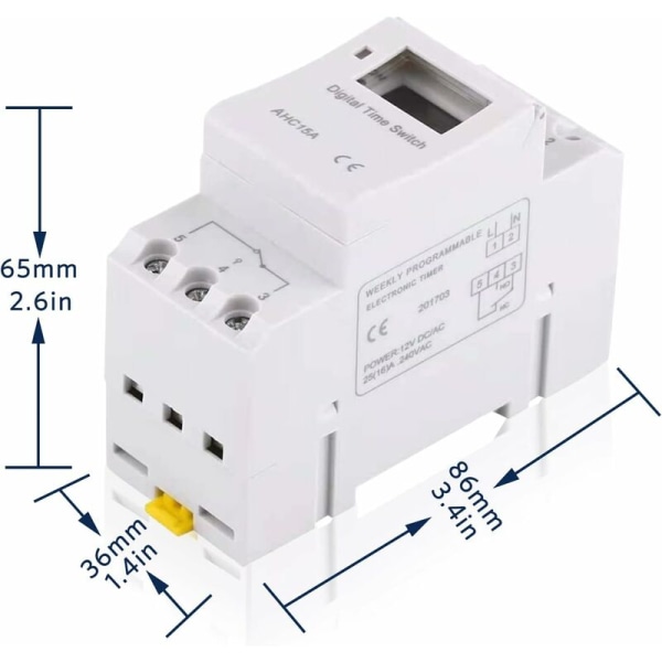 Digital LCD-timer, digital programmerbar timer LCD-display veckovis programmerbar tidbrytare tidsfördröjningsrelä kontrolltimerbrytare AHC15A 12V