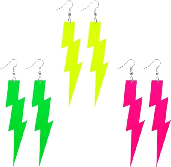 3 par 80'er neon øreringe Halloween vedhæng retro akryl drop dangle til kvinder