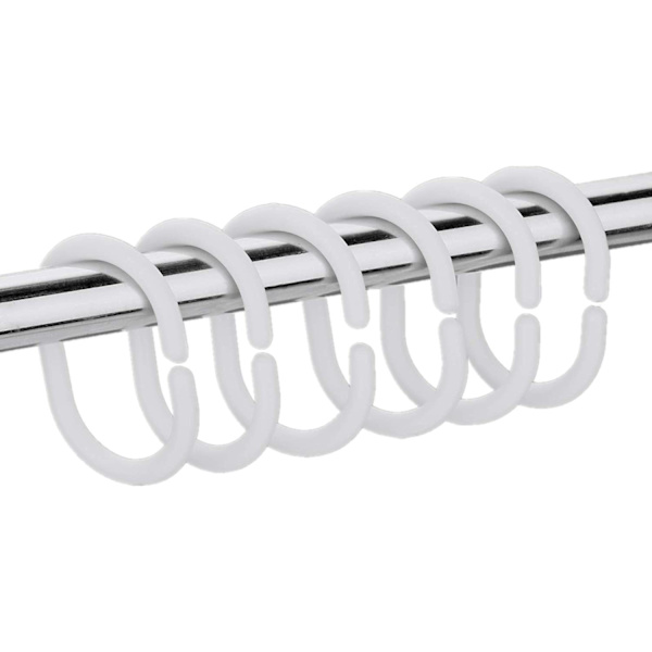 Set med 12 st plast duschdraperiringar