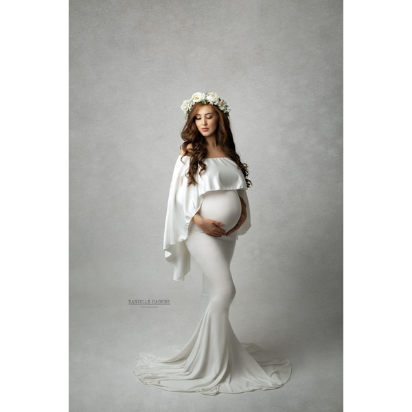 Kvinne Kappe Maternity Kjole Baby Shower Slim Fit Kjole Lang Maxi Ph