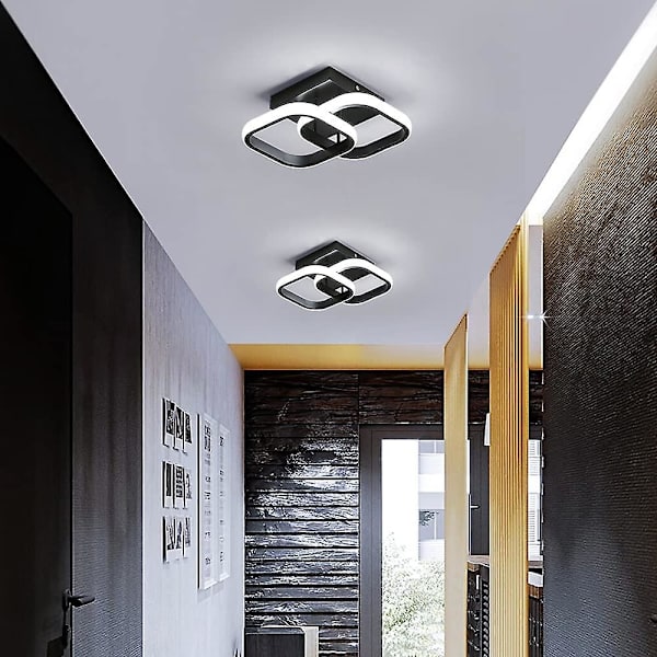 20w Moderne LED-taklampe, 2500lm, 6000k Kaldt hvitt, 24cm, svart [
