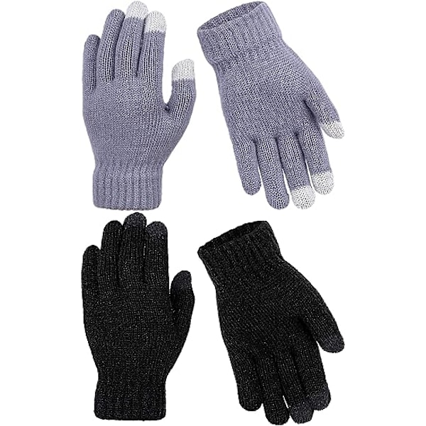 2 par barnvantar pekskärmsvantar vinter stretch stickade handskar magiska handskar för pojkar och flickor