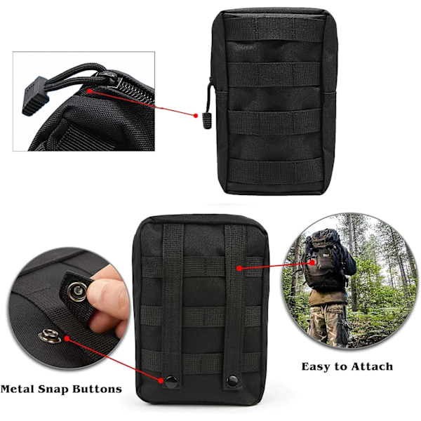 2 st Taktisk Molle-ficka Militär Midjeväska EDC-ficka för Vandring Trekking Camping Taktisk Molle Sub Abdominal Bärväska med Kardborreband för Ve