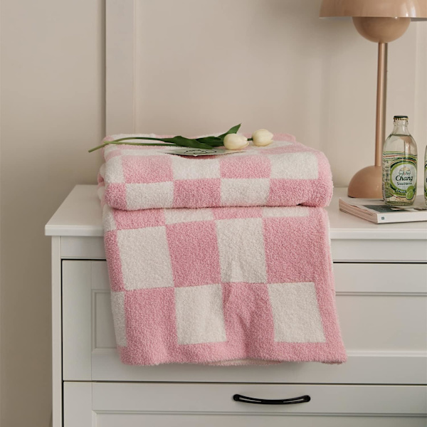 Tæppe Checkerboard Gingham Varmer Komfort Plys Vendbar