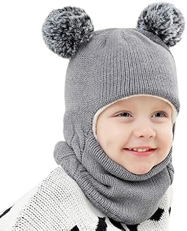Baby Jenter Gutter Vinterlue Hodeplagg Øreklaff Hette Skjerf Småbarn Barn