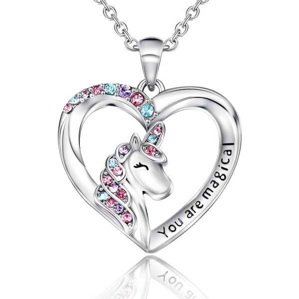 Unicorn Halsband för kvinnor Flickor CZ Stone Heart Pendant Halsband With You Are Ma