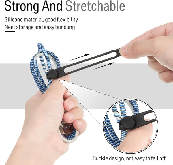 40 Silikone Kabelbindere Genanvendelige Kabelclips Justerbar Kabelopbevaring Multifunktionel Opladerledning Organizer til Kabelfiksering (Sort)