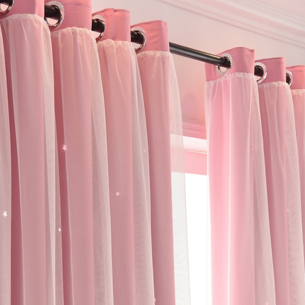 Gardiner til piger soveværelse gardiner hule 2 pink krog modeller 1,5 * 2