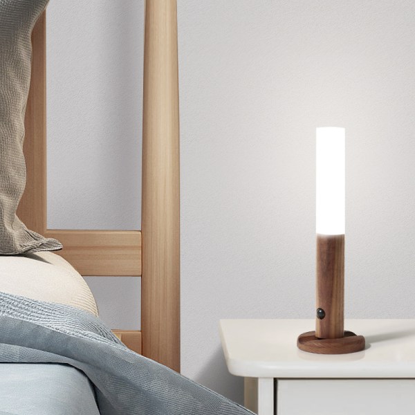 LED-portaatvalo, liiketunnistin, paristokäyttöinen, sisätiloihin, puinen yövalo, USB