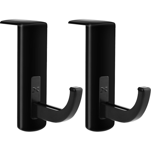 2-pak headset-krog, headset-krog, skærm, headset-holder, klæbrig krog, sort