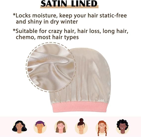 Dam Beanie med Satängfoder Herr Beanie Stickad Sidenfodrad Vinterpresent Hattar Manschetter Skidmössa Hattar Keps