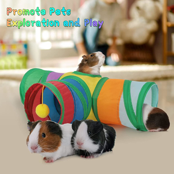 Marsun tunneli 3-tie marsun piilopaikka pieni lelu eläinten aktiviteettitunneli marsulle chinchillalle fretti hamsterille rotta pallolla（80*50*25cm）