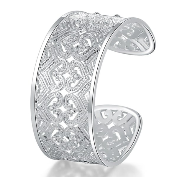 Bredd silverarmband / armband med hjärtkristaller silver