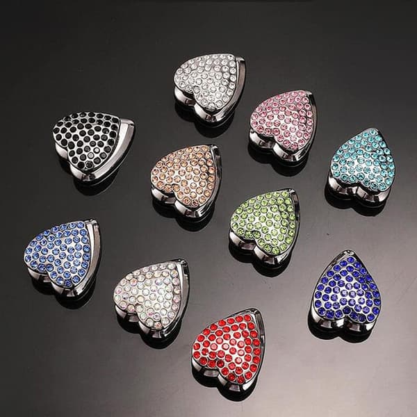 3 stk Bling Bling Hjerteformet Bilkrok, Multifunksjonell Bil Dashb