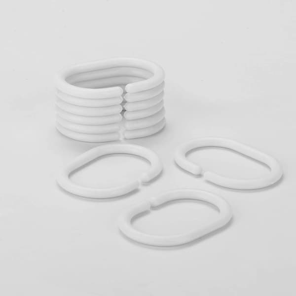Set med 12 st plast duschdraperiringar