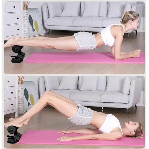 Bærbar Sit-up Bar Aid-Tilbehør, Sit-ups Magemuskelhjelp, Selvsug Situp Bar, Sit Up Bars Assistent Enhet, Sugkopp Selvsug Sit up Bar, Svart