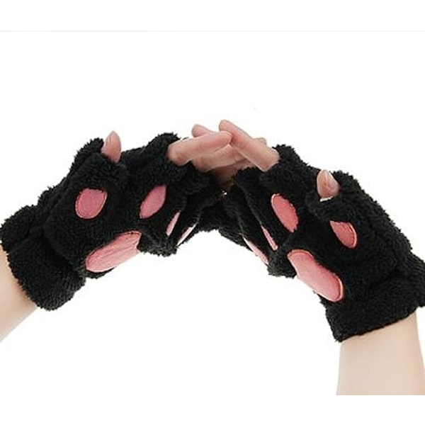 Katteklo Bjørn Pote Fingerless Vinter Plys Handsker 1*Par