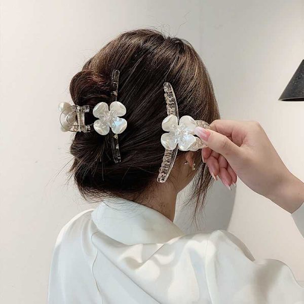 Tilbage hoved blomst gennemsigtig elegant ny trendy haj hårklemme g