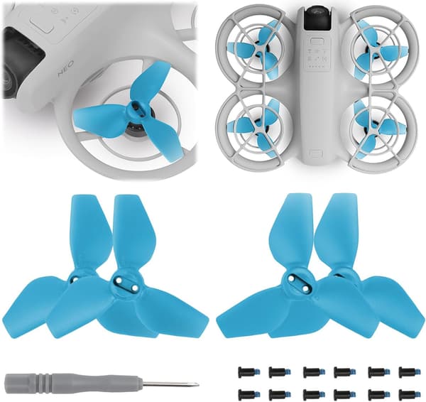 Propeller til DJI Neo Propellerbladers Erstatningspropeller Lettvekt Dronevinger Tilbehør for DJI Neo, 2016S Propeller (Blå)