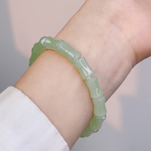 2 stk. Bambusrør Armbånd Chunky Buet Stablet Klar Grønn+Hvit