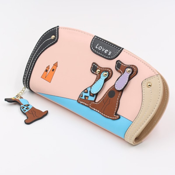 Plånbok Cartoon Dog Damväska Design Handväska (1st-rosa)