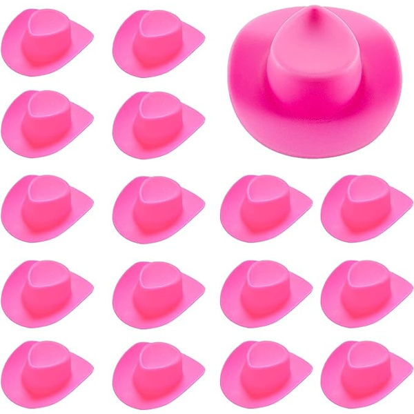 20 kpl muovinen mini lännen cowboy cowgirl hattu kakku cupcake topper