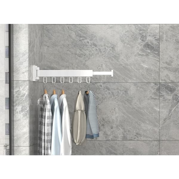 Retractable Wall Mounted Coat Rack With Towel Bar, Folding 1x, Ma