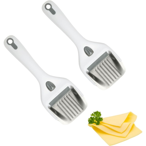 Kjøkkenosthøvel i rustfritt stål, justerbar bærbar ostekutter med 2 ostebiter, non-stick og ergonomisk