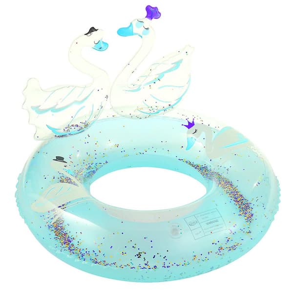 Uppblåsbar glitter svan simring grön 60cm