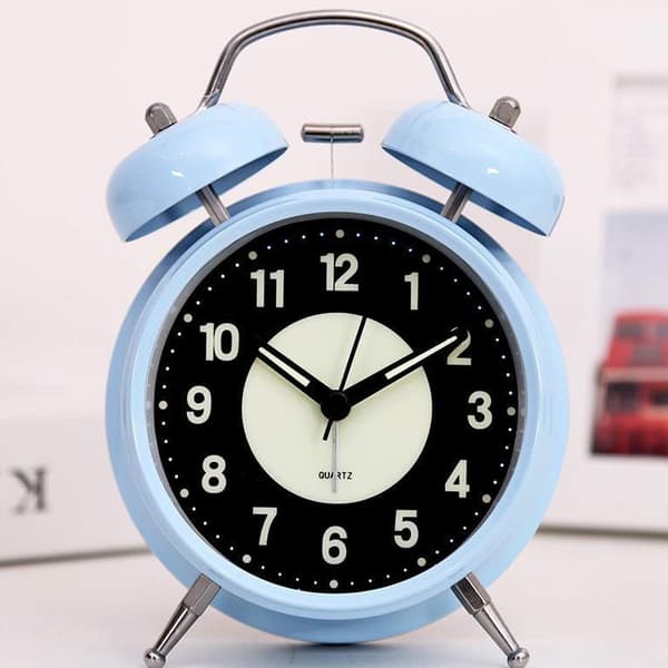 4\" Non-ticking Lighted Alarm Clock Quartz Analog Dual Alarm Clock