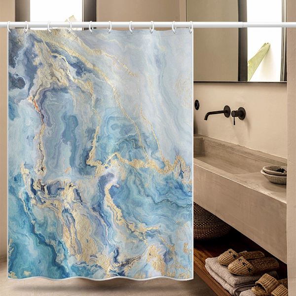 Marmor tekstur bruseforhæng, polyester stof bruseforhæng 180x180 cm