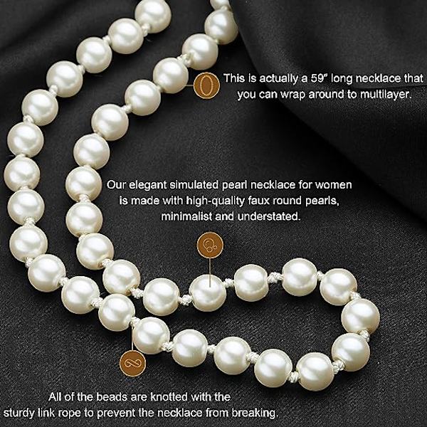 Pitkä helminauha Faux Pearls -kaulakorun setti Helmillinen pitkä helminauha 1920-luvun G
