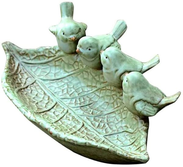 Udendørs statuer keramisk bladformet bakke fuglefoder frugtfad