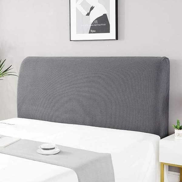 Enfärgat sänggavelskydd, quiltad botten, dammskydd, all-inclusive elastiskt skydd, sovrumsreplika, grå pullover 120 cm