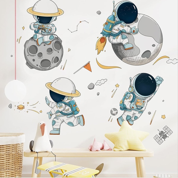 3DAstronaut Wall Stickers Space Planet Decals Boy Room Large Wall Stickers Kids