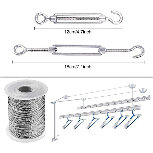 Wire Rope Kit, Have Trækstang, Rustfrit Stål Reb Hanger